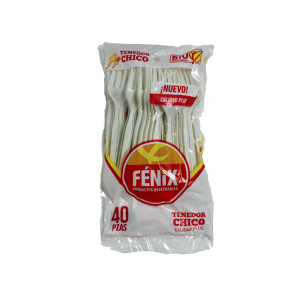Tenedor Chico Blanco Biodegradable (40 Piezas)