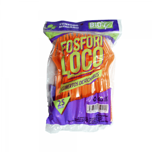 Tenedor Mediano Neón Biodegradable 25 Piezas