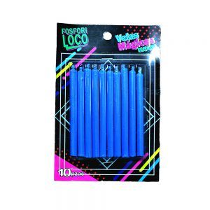 Velas Mágicas para cumpleaños color Azul Néon 25paq/10pza