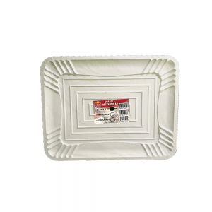 Charola rectangular blanca #12 5pzas
