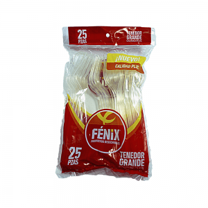 Tenedor Grande Transparente Biodegradable (25 Piezas)