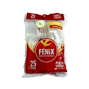Tenedor Mediano Transparente Biodegradable (25 Piezas)