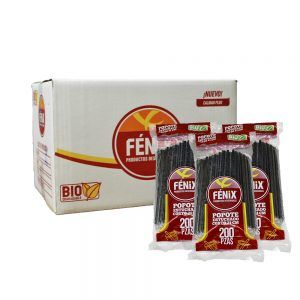 Popote Ecológico Estuchado Corto Negro (2000 Piezas)