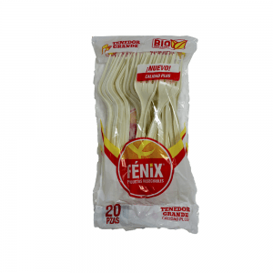 Tenedor Grande Blanco Biodegradable (20 Piezas)