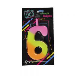 Vela Arcoirís Número para cumpleaños #6