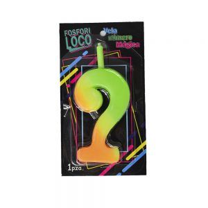 Vela Arcoíris de interrogación "?" para cumpleaños