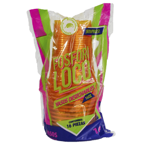 Vaso Naranja Neon Desechable 16Oz (16 Piezas)