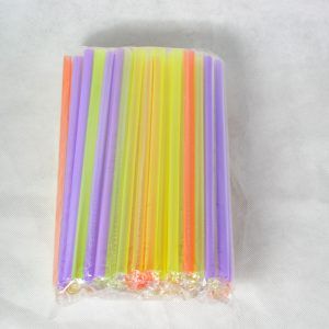 Popote Biodegradable Corto Boca Ancha Neon (100pzas)