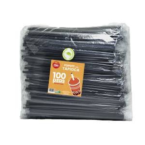 Popote p/ Tapioca Negro Estuchado Bio (100 piezas)
